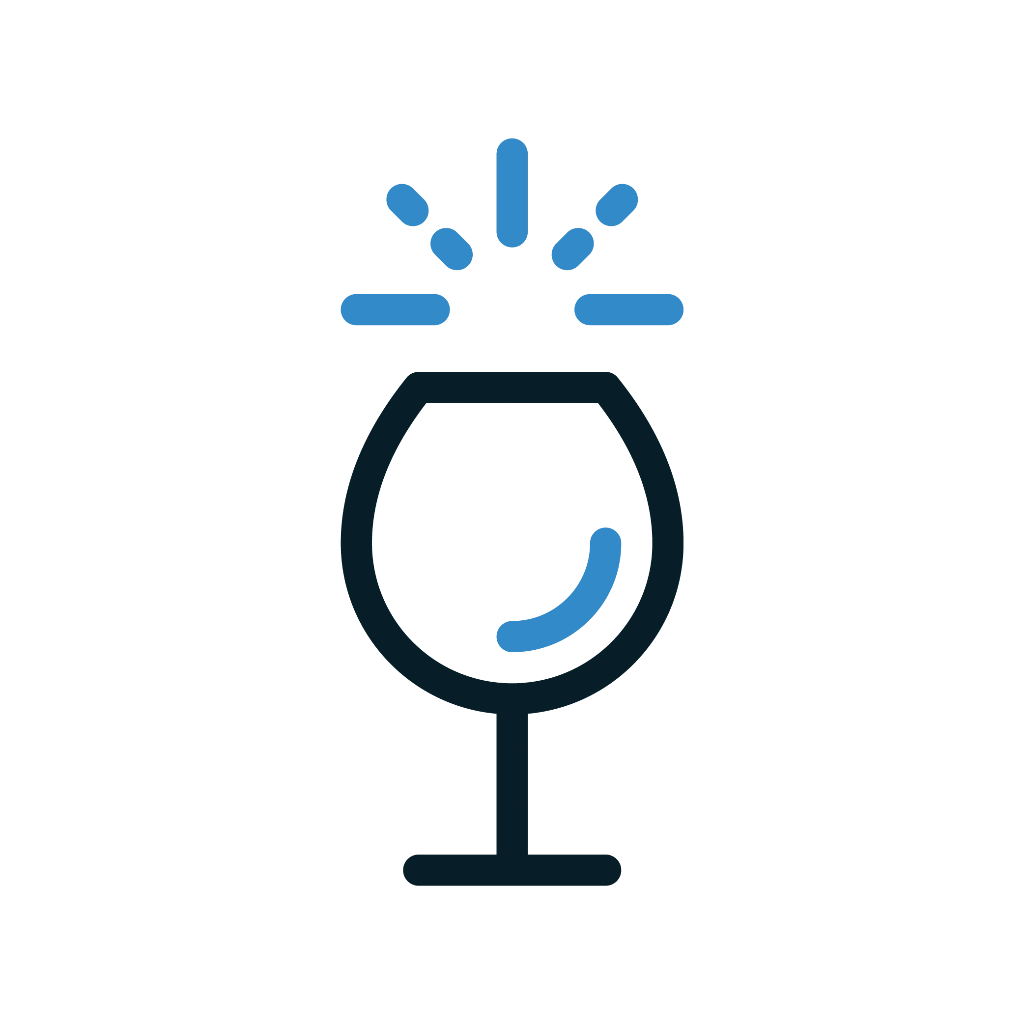 Dark blue icon of a wine glass.